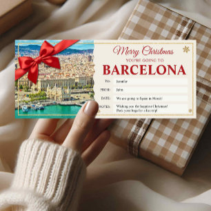 Barcelona Trip Christmas Reveal Gift Ticket Card
