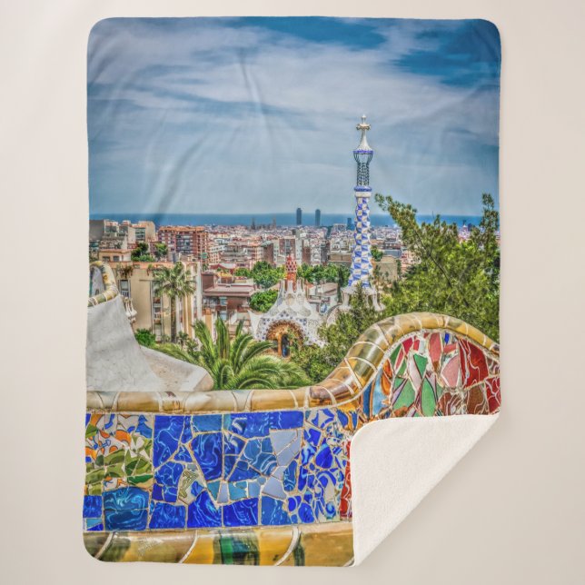 Barcelona Unique Shabby Chic Modern Sherpa Blanket (Front)