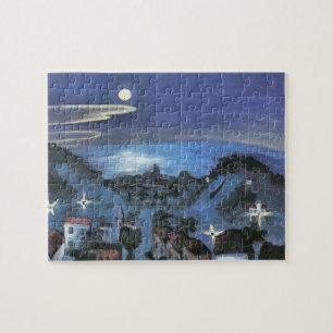 Barcelona View of City at Night by Walter Gramatte Jigsaw Puzzle
