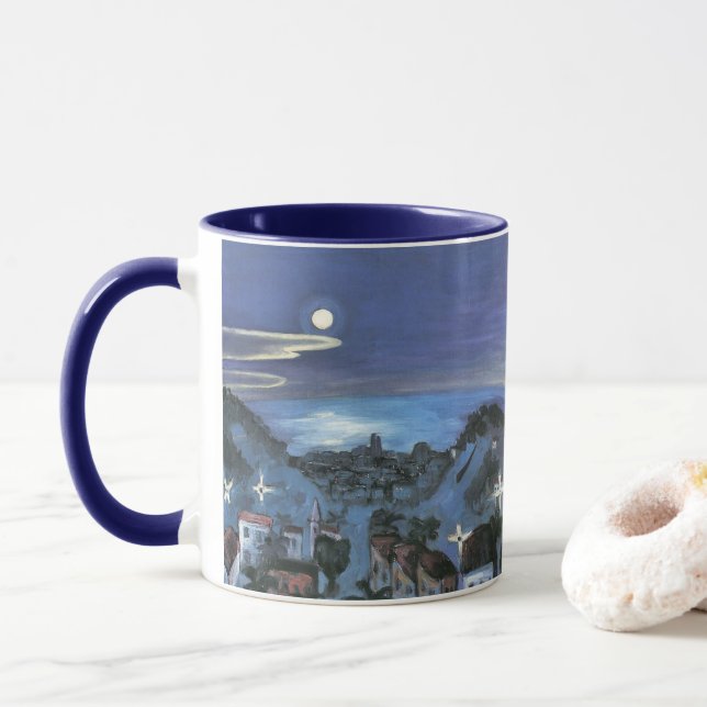 Barcelona View of City at Night by Walter Gramatte Mug (With Donut)