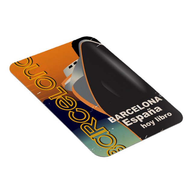 Barcelona Vintage cruise liner travel poster Magnet (Right Side)