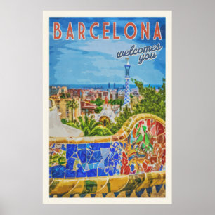 Barcelona Vintage Travel Photographic Poster