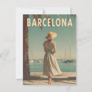Barcelona vintage travel postcard
