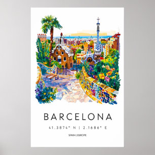 Barcelona Watercolor 1 Poster