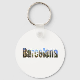 Barcelona with tourist attractions in letters key ring