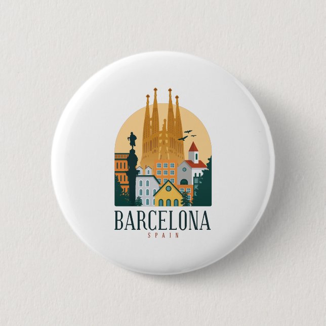 BarcelonaSkyline 6 Cm Round Badge (Front)
