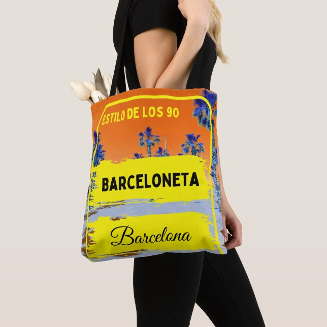 Barceloneta, Barcelona style bag-Orange Tote Bag (Close Up)
