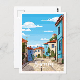 Barcelos Portugal vintage travel illustration  Postcard