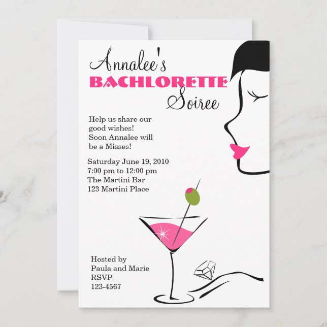 Barchlorette Martini Soiree Invitation (Front)