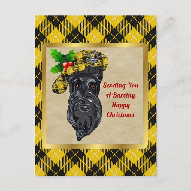 Barclay Clan Badge & Tartan Christmas Postcard (Front)