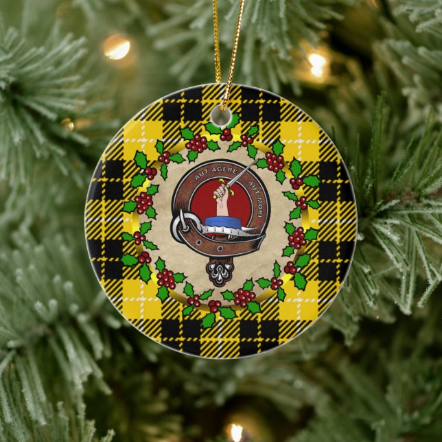 Barclay Clan Badge & Tartan Personalised Xmas Ceramic Ornament (Tree)