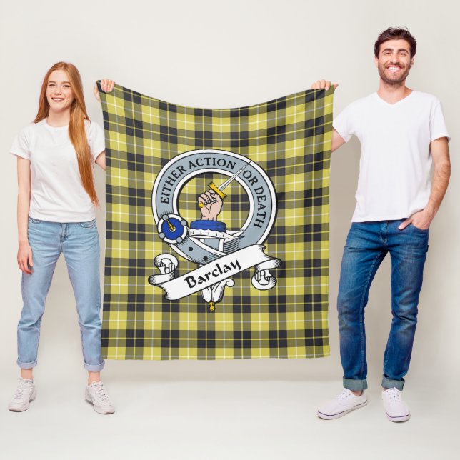 Barclay Clan Badge Tartan Plaid Fleece Blanket (In Situ)