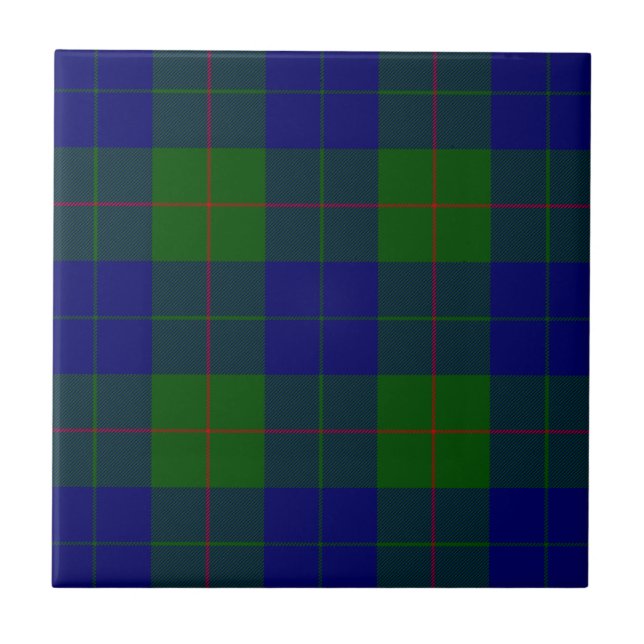 Barclay clan tartan blue green plaid ceramic tile (Front)