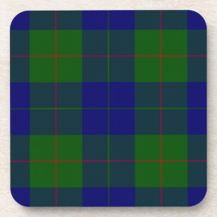 Barclay clan tartan blue green plaid coaster