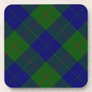 Barclay clan tartan blue green plaid coaster