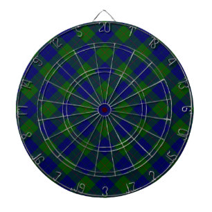 Barclay clan tartan blue green plaid dartboard