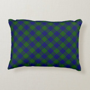 Barclay clan tartan blue green plaid decorative cushion