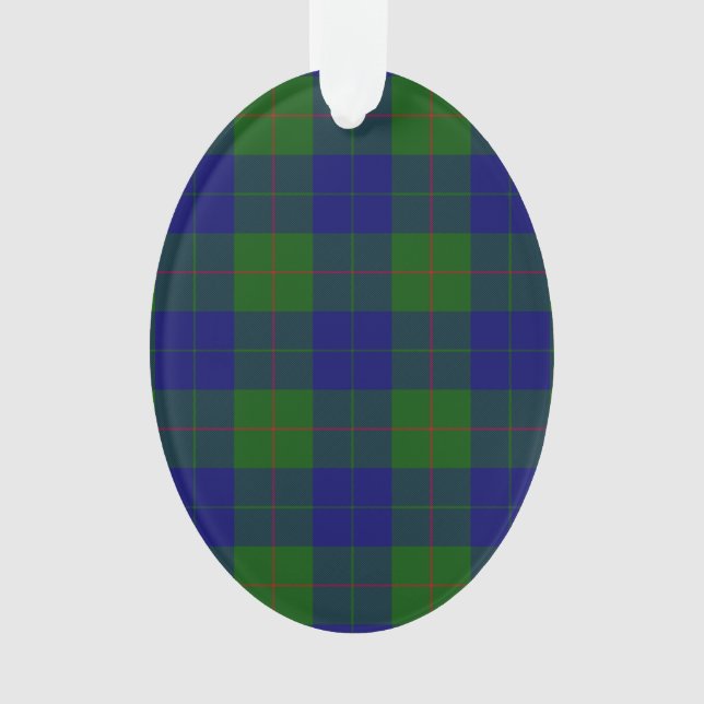Barclay clan tartan blue green plaid ornament (Front)