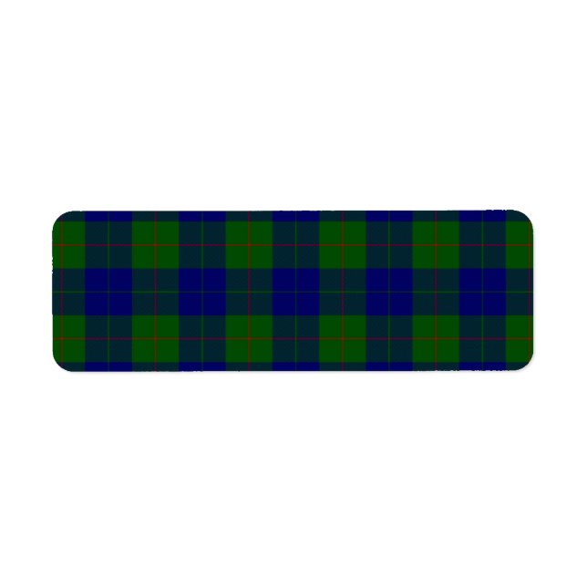 Barclay clan tartan blue green plaid return address label (Front)