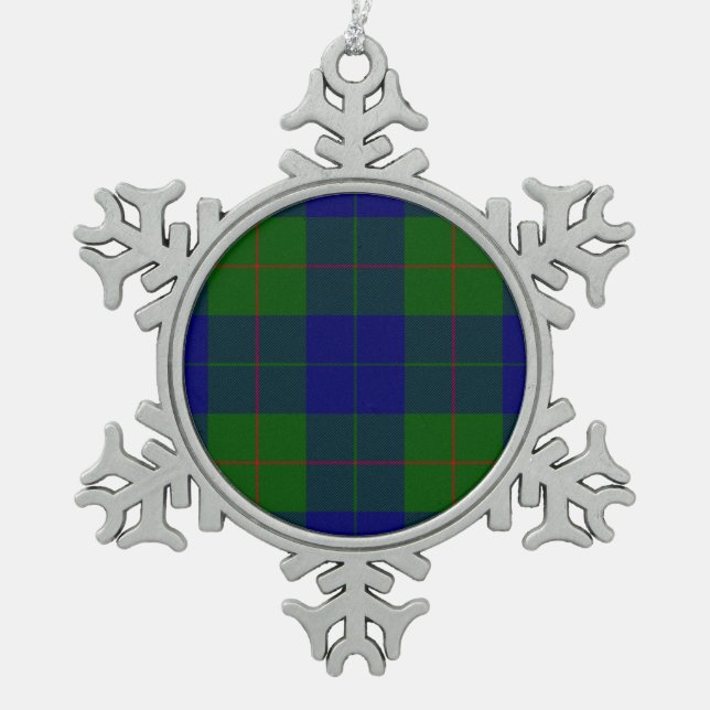 Barclay clan tartan blue green plaid snowflake pewter christmas ornament (Front)