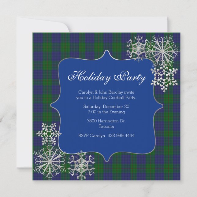 Barclay Clan Tartan Plaid Custom Christmas Party Invitation (Front)