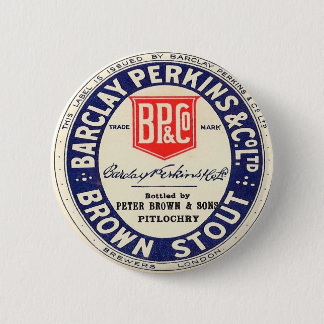 Barclay Perkins Brown Stout 6 Cm Round Badge (Front)