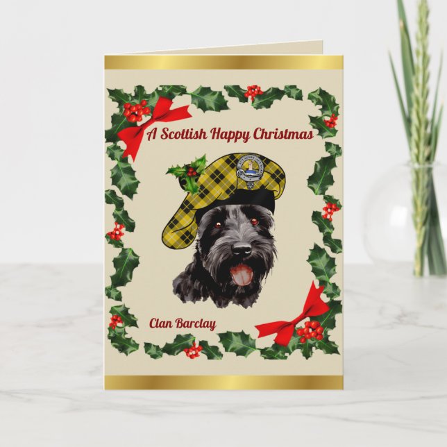 Barclay Scottie Dog Personalised Xmas Card (Front)