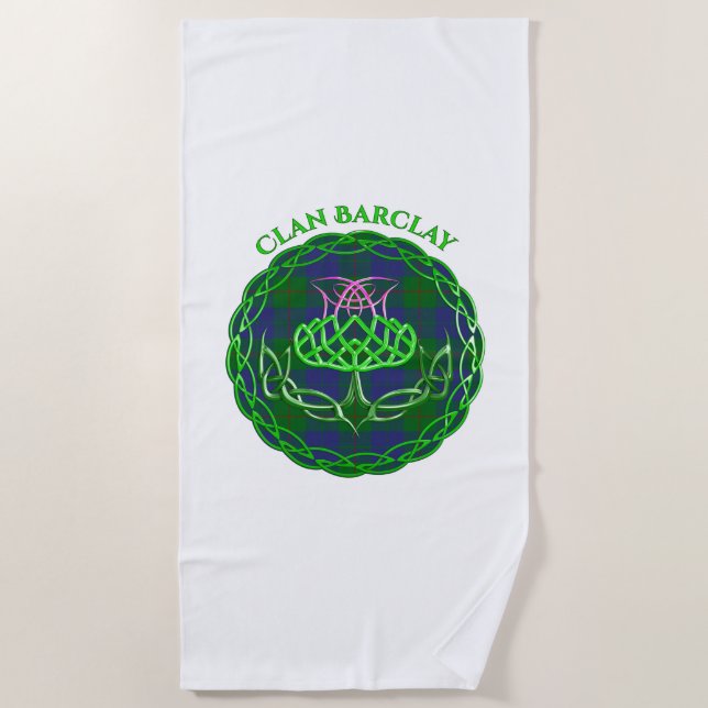 Barclay Scottish Tartan Celtic Thistle Beach Towel (Front)