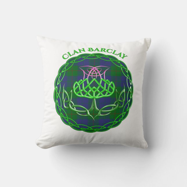 Barclay Scottish Tartan Celtic Thistle Cushion (Front)
