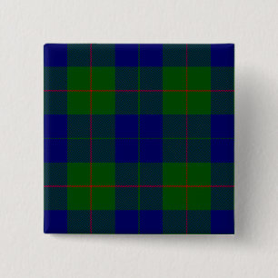 Barclay tartan blue green plaid 15 cm square badge
