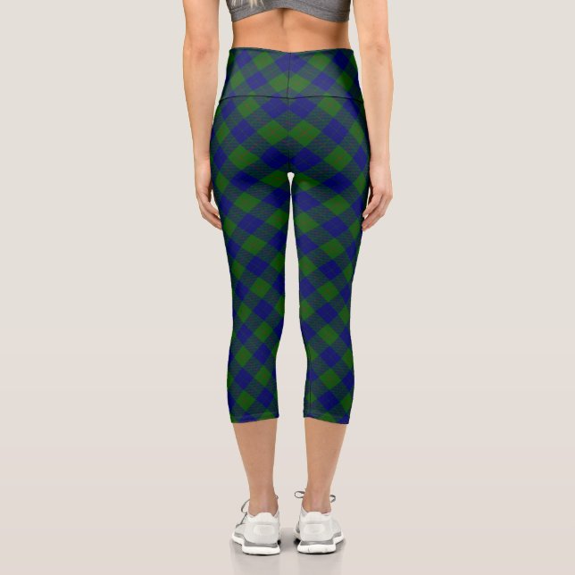 Barclay tartan blue green plaid capri leggings (Back)