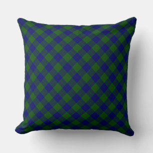 Barclay tartan blue green plaid cushion