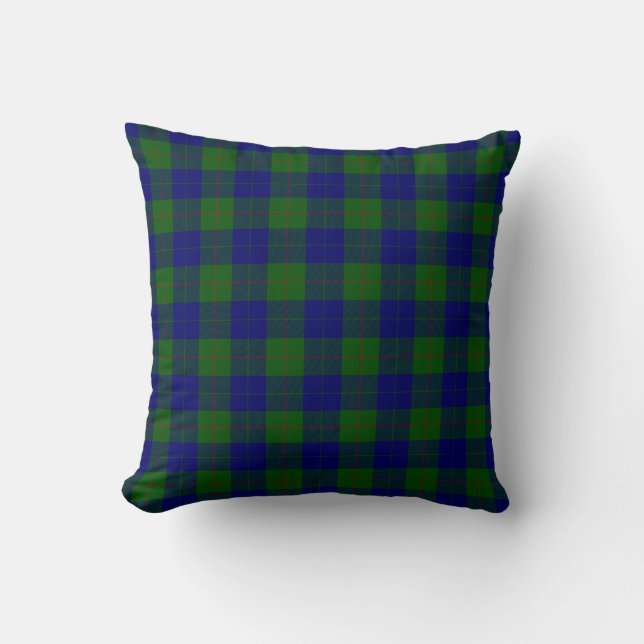 Barclay tartan blue green plaid cushion (Front)