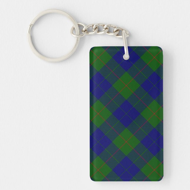Barclay tartan blue green plaid key ring (Front)