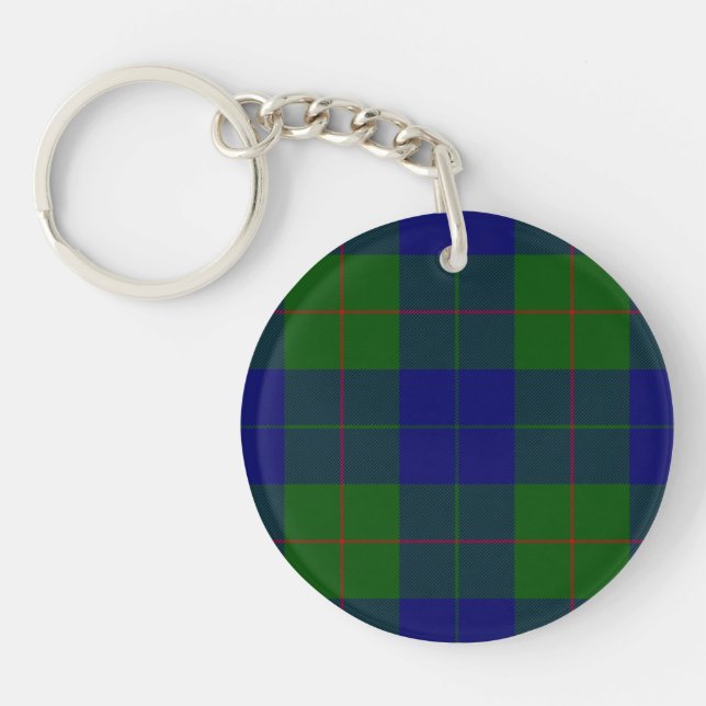 Barclay tartan blue green plaid key ring (Front)