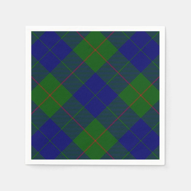 Barclay tartan blue green plaid napkin (Front)