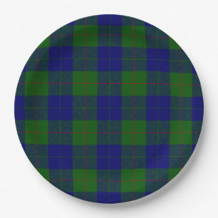 Barclay tartan blue green plaid paper plate