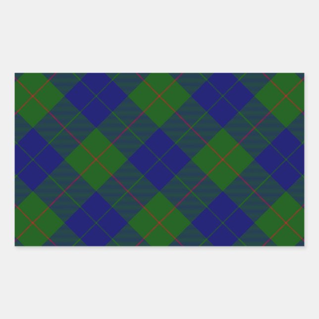Barclay tartan blue green plaid rectangular sticker (Front)