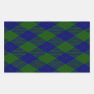 Barclay tartan blue green plaid rectangular sticker