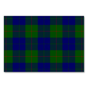 Barclay tartan blue green plaid table number