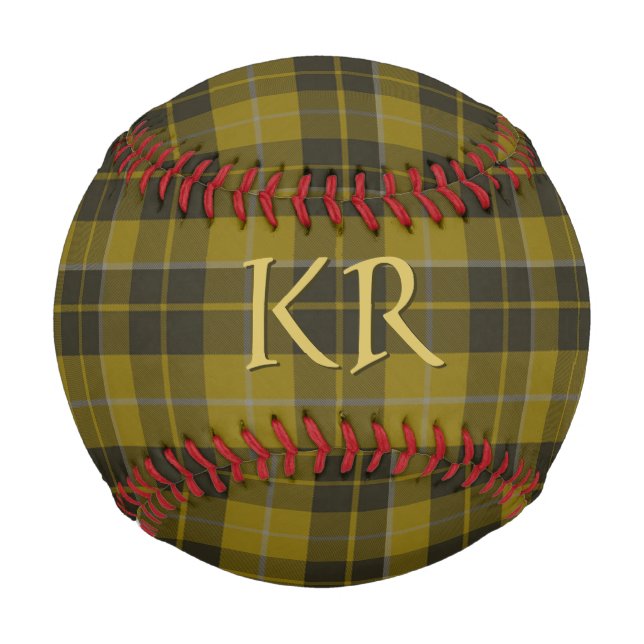 Barclay Tartan with your initials, Scottish Plaid Baseball (Front)