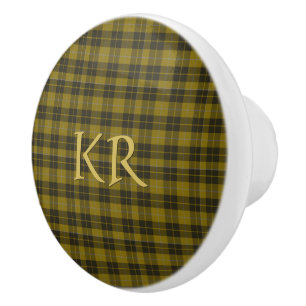 Barclay Tartan with your initials, Scottish Plaid Ceramic Knob
