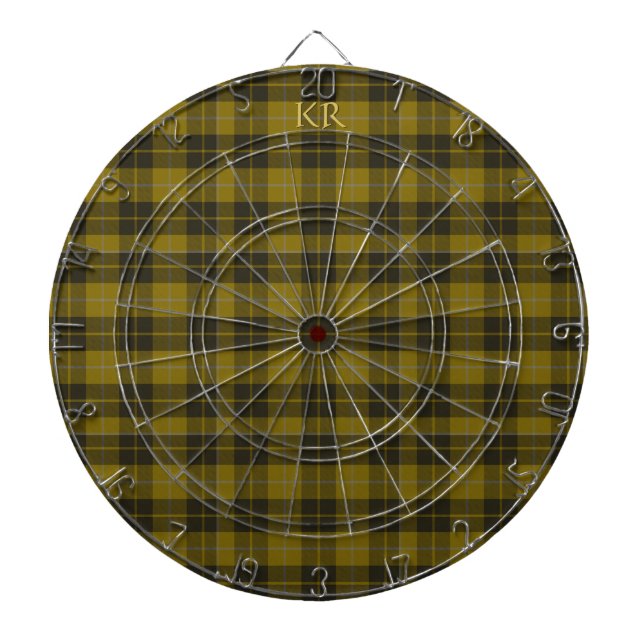 Barclay Tartan with your initials, Scottish Plaid Dartboard (Front)