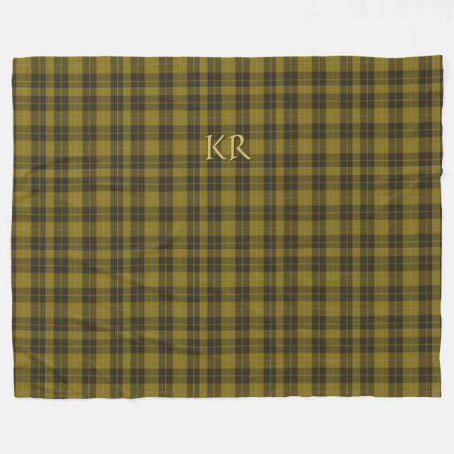 Barclay Tartan with your initials, Scottish Plaid Fleece Blanket (Front (Horizontal))