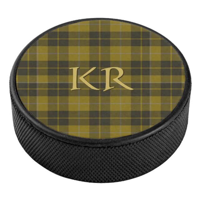 Barclay Tartan with your initials, Scottish Plaid Hockey Puck (3/4)