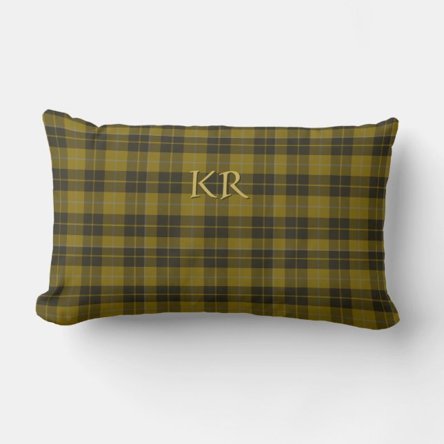 Barclay Tartan with your initials, Scottish Plaid Lumbar Cushion (Front)