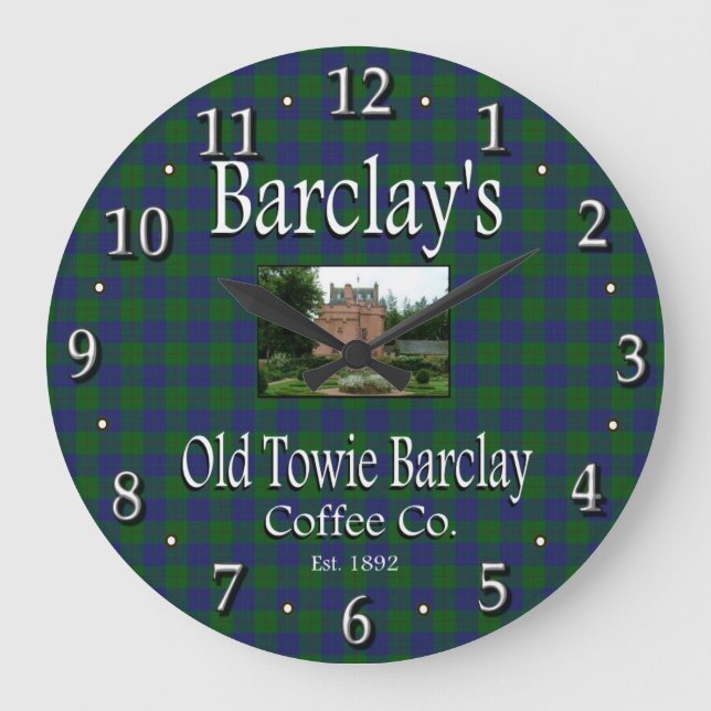 Barclay's Old Towie Barclay Coffee Co. Wall Clock (Front)