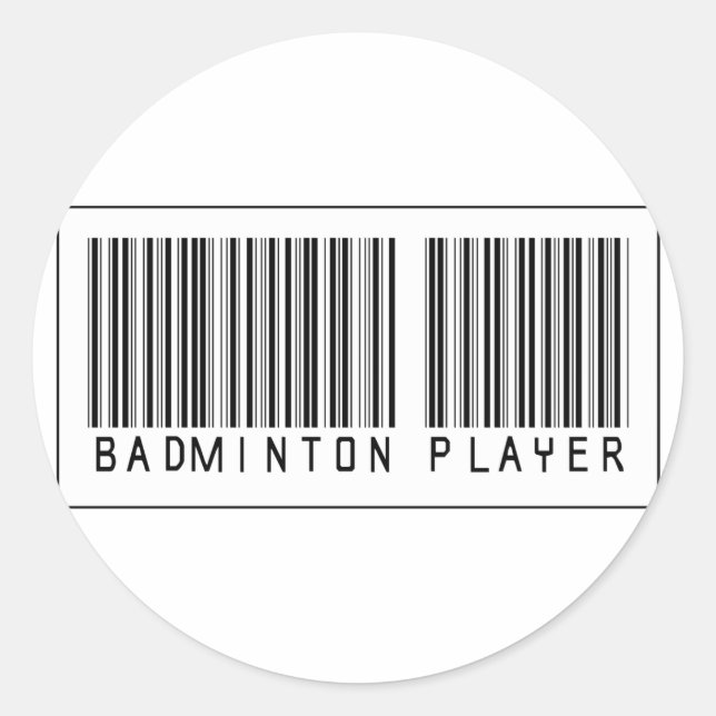 Barcode Badminton Player Classic Round Sticker (Front)