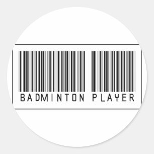 Barcode Badminton Player Classic Round Sticker