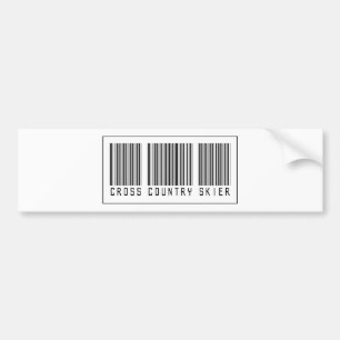 Barcode Cross Country Skier Bumper Sticker